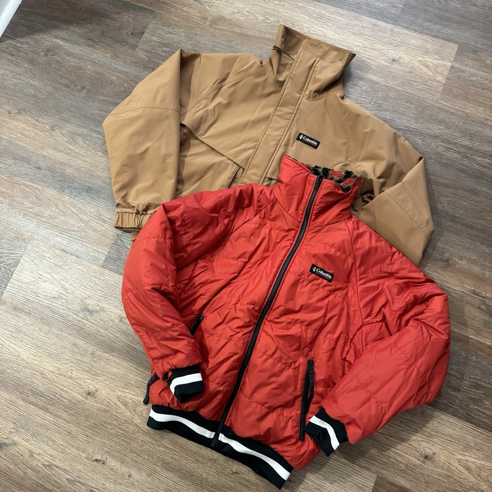 Columbia Men's Powderkeg Interchange Jacket Brown Red XXS Sherpa Puffer Shell